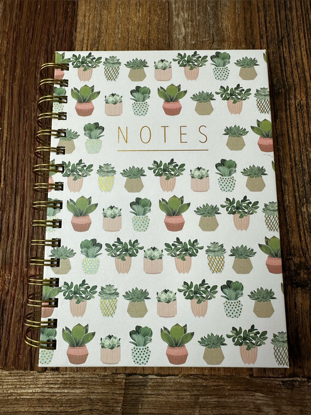 NOTES Spiral Notebook with Green Succulent Design